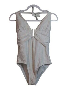Heidi Klein White Halterneck U-Bar Swimsuit White One Piece Size L